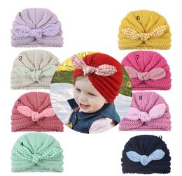 9Colors Baby Hats Bunny Ear Knitted Beanie Kids Winter Crochet Caps Fashion Warm Beanie Outdoor Hats