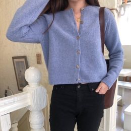 Cashmere Women Sweaters Single-Breasted Wool Knitted Autumn Winter Cardigan Long Sleeve Loose Outwear Cropped Soft V963 201109