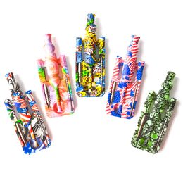 Hot Sell Printing Silicone Nectar Collector kits with 14mm joint Ti Nail Smoke Accessory nectar collector oil rigs glass bongs dab rig