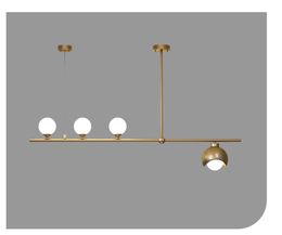 Postmodern Copper Luxury Chandelier Dining Living Room Long LED Hanging Light Restaurant Bar Creative Glass Ball Pendant Lamp