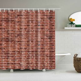 Shower Curtain Brick Wall Set 72x72 inch with Hooks 12 Pack Rustic Decor Polyester Waterproof Fabric Bathroom Shower Curtains C T200711