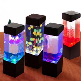 Led Jellyfish Tank Night Light Colour Changing Table Lamp Aquarium Electric Mood Lava Lamp For Kids Children Gift Home Room Decor