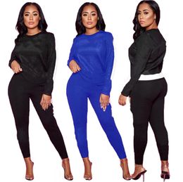 womens sportswear long sleeve pantsuit outfits two piece set casual sportsuit pullover + legging women clothes jogger sport suit klw5630