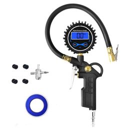 Pneumatic Tools Digital Tyre Inflator Pressure Gauge 200 PSI Air Chuck And Compressor Accessories European Style Quick Connect Coupler