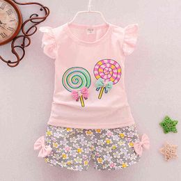 Two Pieces Cotton Girls Clothing Sets Summer Vest Sleeveless Children Sets Fashion Girls Clothes Suit Casual Floral Outfits 1-5T Y220310