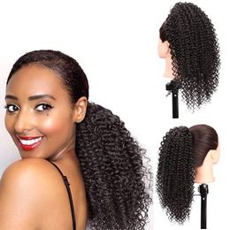 Kinky Curly Ponytail Drawstring Ponytail Extension Short Curly Wave Ponytail Extension for Black Women human Hair Pieces for African Ame