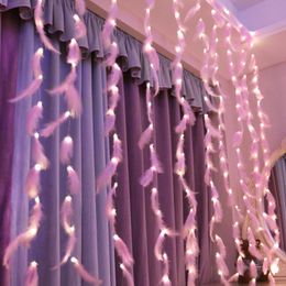 Feather String Led Lights Decoration Fairy String Light AA Battery Powered Remote Control Decor Bedroom Living Room Curtain Y200603