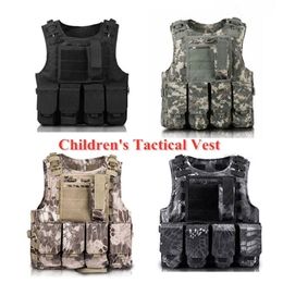 Children Outdoor CS Shooting Protection Gear Vest Kid Military Combat Training Camping Hunting Multi-function Tactical Waistcoat 201214