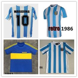 Argentina Retro Diego Maradona 1986 1978 Soccer Jerseys Boca juniors retro 1981 Riquelme Vintage football shirt Classic tops