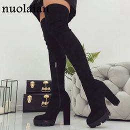 Botas Altas De Plataforma De Gamuza Negra. Oferta Online | DHgate.com