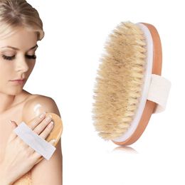 Soft Natural Bristle Bath Brush Dry Skin Body Wooden Bath Shower Bristle Brush SPA Body Brush for Skin Body Massager