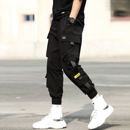 2020 New Hip-hop Street Jogger Sports Men's Black Harem Pants Multi-Pocket Ribbon Men's Sports Pants Street Casual Pants M- LJ201104