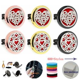 600+ DESIGNS 30mm Rose gold Black Aromatherapy Essential Oil Diffuser Locket Magnet Opening Car Air Freshener With Vent Clip(Free 10 felt pads)W1