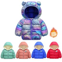 Children's hair collar jacket winter kids boy fashion jacket with ears winter hooded jacket for girls baby boys clothes 201126