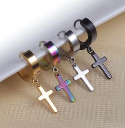 Titanium Cross Drop Earrings For Women Men Stud Hip Hop Punk Trendy Style Dangle Earrings Party Daily Fashion Jewelry Gifts