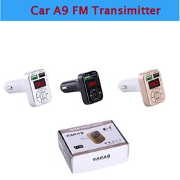 Car A9 Adapter Bluetooth Charger FM Transmitter with Dual USB Adapter Handfree MP3 Player Support TF Card Universal for Smartphones