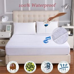 IRoyal All Size Cotton Terry Mattress Cover Elastic Bed Sheet Waterproof Bed Cover For Foam Matress Cover For Bed Protector 201218