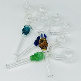 Double Oil Burner Glass Pipe Study Pyrex Skull Pipes Recycler Oil Rigs Balancer Smoking Tobacco Water Tube