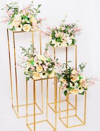 4PCS/Set Floor Vases Flowers Vase Column Stand Metal Pillar Road Lead Wedding Centrepieces Rack Event Party Christmas Decoration