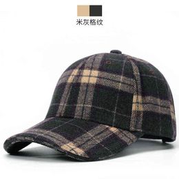 Women and Men Winter Outdoors Warm Felt Peaked Caps Dad Casual Thick Casquette Adult Plaid Wool Baseball Hats 5562cm 2201114603860