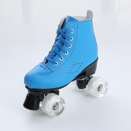 Inline & Roller Skates Colour Double Row Man Woman Outdoor Skating Shoes 4-Wheel Patines Blue Pink 34-44 Europe Size1