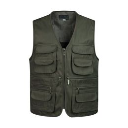 Men's Multi-Pocket Classic Tactical Waistcoat Male Sleeveless Unloading Solid Coat Work Vest Photographer Masculino Jacket 201120