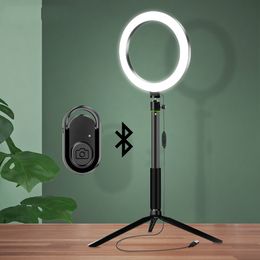 LED Selfie Ring Light Photographic Lighting Ringlight with Circle Lamp Bluetooth Shutter Tripod stand for Live Streaming Video
