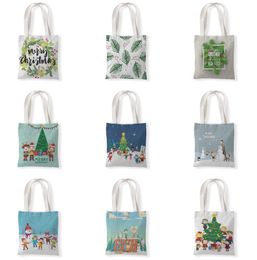 The latest 33X37CM size, Christmas tree and family style Christmas gift bag, Christmas decoration canvas shopping bag, free shipping