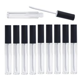 2.5ML Frosted Clear Empty Lip Gloss Containers Tube Lid Balm Lid Brush Tip Applicator Wand Rubber Stoppers