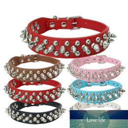 Dog Rivet Collars Cool Nail Studded Necklace Spiked Strap PU Leather Round Bullet Small Pet Dogs Cat Collar XS-L CCYYF99