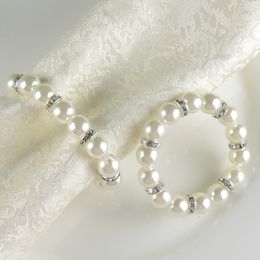 2020 White Pearls Napkin Rings Wedding Napkin Buckle For Wedding Reception Party Table Decorations Supplies