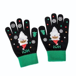 2020 Christmas Mittens Women's Wintergloves For Men Girl Print Knitted Keep Warm Touchscreen Soft Gloves Without Fingers Female