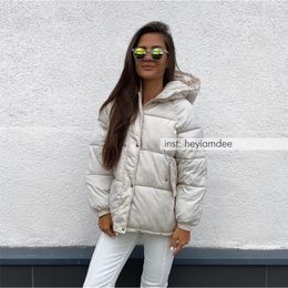 New Short Winter Jacket Women Oversize Parka Coat Warm Thick Cotton Coat Loose Hooded Padded Women Winter Jacket Q1913 M7H 201217