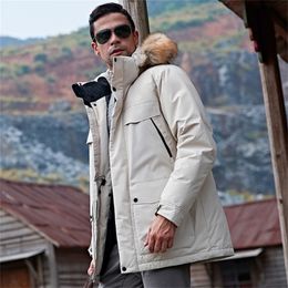 -40 degrees White Duck Down Jacket Men Thick Winter NEW Big Fur Collar Warm Parka Waterproof Windproof Top Quality 201225