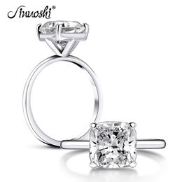 AINUOSHI 4 CT Cushion&Asscher Cut Ring White Yellow Purple Simulated Diamond Engagement Wedding Sterling Silver Solitaire Rings Y200106
