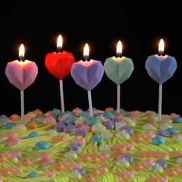 Diamond Love Birthday Candle Colourful Heart Shape Birthday Banquet Proposal Marriage Wedding Party Cake Cupcake Candles