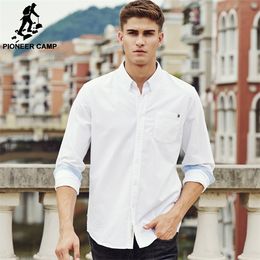 Pioneer Camp casual shirt men brand clothing 2020 new long sleeve slim fit solid male shirt top quality 100% cotton white 666211 C1210