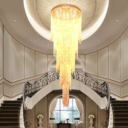 2021 DHL Nuovo design lungo lampadario di cristallo moderno LED luce 5 strati lampadari di lusso nella hall dell'hotel