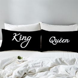 Valentine's Day Couples Pillowcase Letter KING QUEEN LOVE KISS Print Pillow Case Polyester Fabric Luxury Lovers Pillow Cover D45 201212