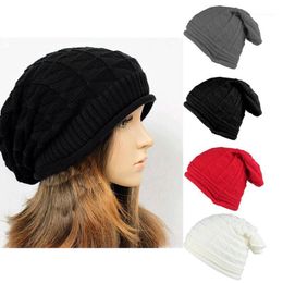 Beanie/Skull Caps Knitted Beanie Hat Women Autumn Winter Warm Knit Skullies Cap Casual Crochet Female Baggy Cap1