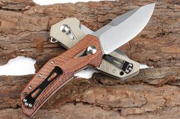 Promotion 0308 Ball Bearing Flipper Folding Knife D2 Stone Wash Drop Point Blade G10/Wood Handle With Retail Box Package