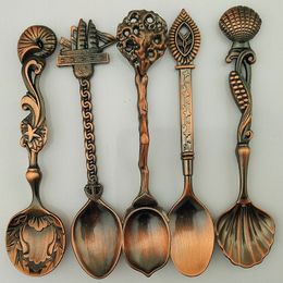 Vintage Coffee Spoon Set Stainless Steel Creative Coffee Soup Spoon Set Royal Style Metal Spoons Tableware 5pcs/set