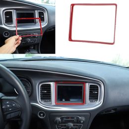 ABS Red Car Navigation Screen Frame Cover Dcoration Trim For Dodge Charger 2015 UP Auto Interior Accessories