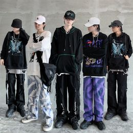 Hybskr Men Streetwear Skateboard Straight Men's Pants HipHop Baggy Korean Trousers Male Hip Hop Harem Pants Clothing 201217