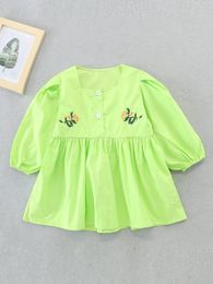 Toddler Girls Floral Embroidery Babydoll Dress SHE