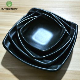 A5 Melamine Dinnerware Black Frost Square Multi Angle Bowl Japanese Cuisine Restaurant Tableware Pickled Vegetables Dish