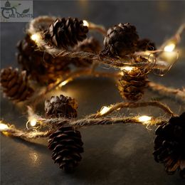 Twine&Cones Copper Lights Christmas Fairy lights Pinecone string Garland lights for Xmas Holiday Tree and Home Decoration 201130