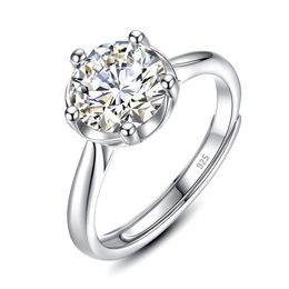 Real 2 Carat D Colour Moissanite Rings For Women 5 Prongs Adjustable Wedding Ring Diamond Test Pass Luxury Woman Jewellery Gift New
