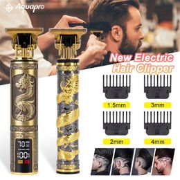 T9 Hair Clipper Trimmer for Men LCD Digital Cutting Machine Shaving Barber Electric Shaver Styling Tool Mower 220312