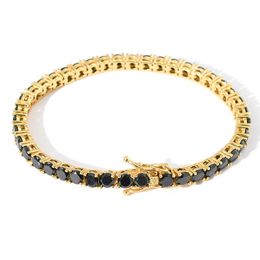 High Quality Yellow White Gold Plated 4MM 7/8inch Black CZ Tennis Bracelets Chains Links for Men Women Nice Gift